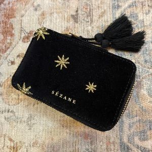 Sezane velvet jewelry box black with gold stars